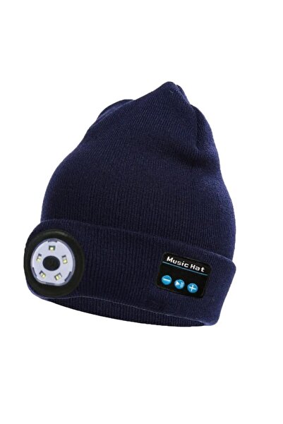 OEM/ODM Unisex Bluetooth hat with LED, stereo speakers, microphone, universal size, blue
