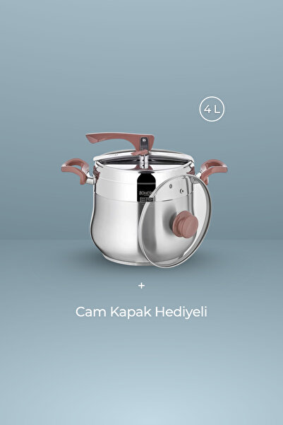 Bonera Special Paslanmaz Çelik Indüksiyon Tabanlı Cam Kapak Hediye 4 Lt Düdüklü Tencere