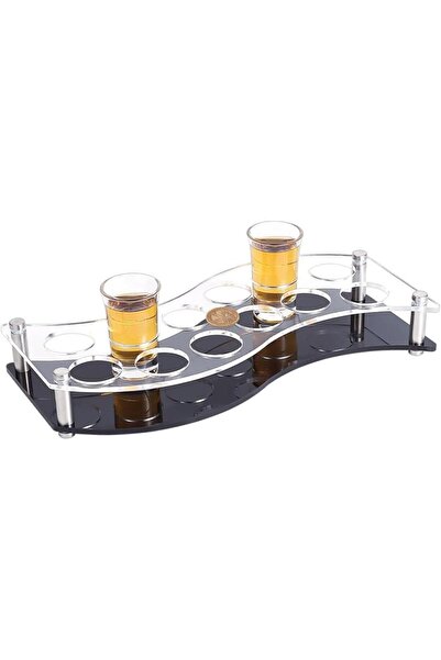 Slasa Acrylic Shot Glass Tray Holder Type 2 (22x17x5 cm) 12-Hole Clear Displa...
