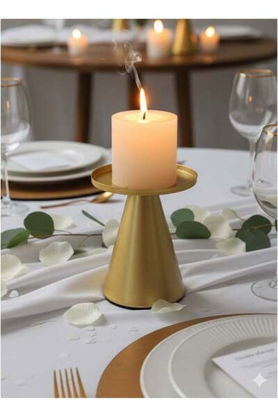 Generic Elegant Metal Candle Holders - Romantic Nordic Style Luxury Desktop D...