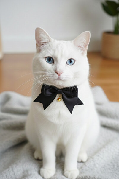 Cocopet Siyah Fiyonklu Kedi Boyun Tasması Bağlamalı doğum günü yılbaşı özel g...