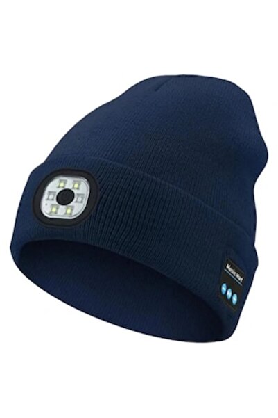 OEM/ODM Unisex Bluetooth hat with LED, stereo speakers, microphone, universal size, blue