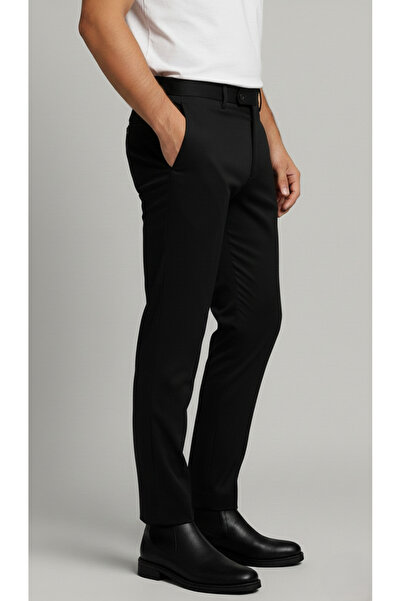 Bürke Ανδρικό υφασμάτινο παντελόνι σε μαύρο χρώμα καλής ποιότητας