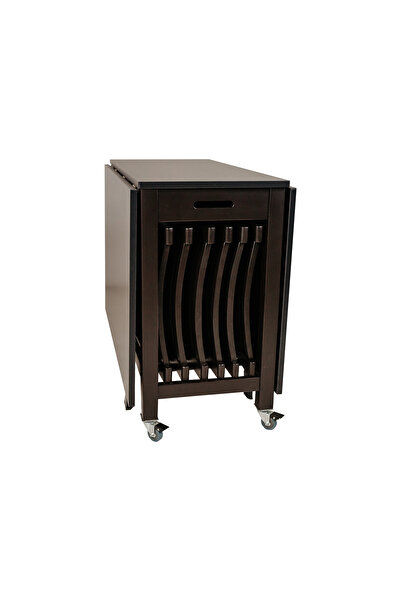 wline FOLDING TABLE WITH 6 BLACK CHAIRS