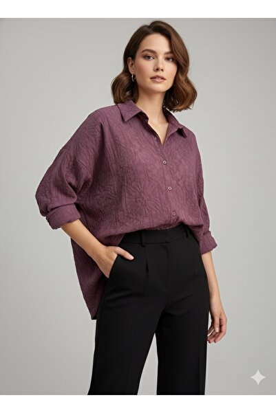 Meşe Moda Cămașă supradimensionat cu textura prune