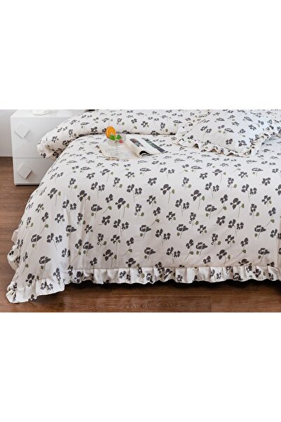 CHIRASO Ruffled Bedding Set, ELASTIC Sheet 180x200cm, Duvet Cover 200x230, 4 Pillowcases 52x75