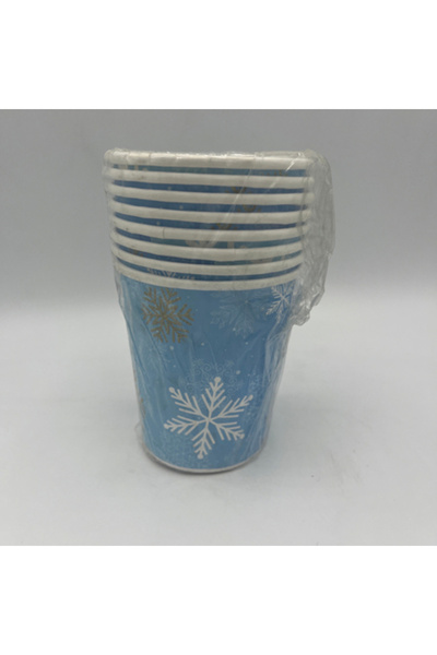 ticariks Karton bardak kar tanesi desen 220 Ml 8li paket