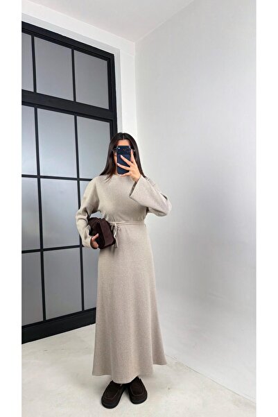 Gaus Taş Kuşaklı Uzun Triko Elbise GAUS-00802