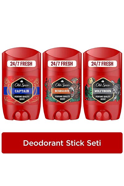 Old Spice Erkek Deodorant Stick Seti: Captain 50 ml, Wolfthorn 50 ml, Bearglo...