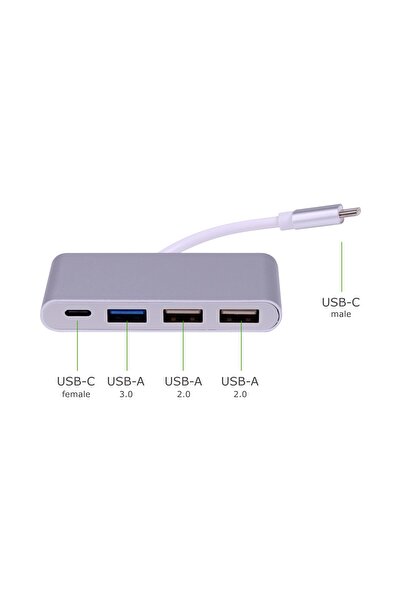 KOMA USB-C 4in1 hub, multiport, 2x USB-A 2.0, 1x USB-A 3.0, 1x USB-C