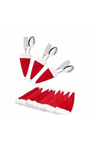 Mini Tasarım Atölyem Christmas Tableware Presentation Spoon Fork Hat Christmas Ornament (6 Pieces)