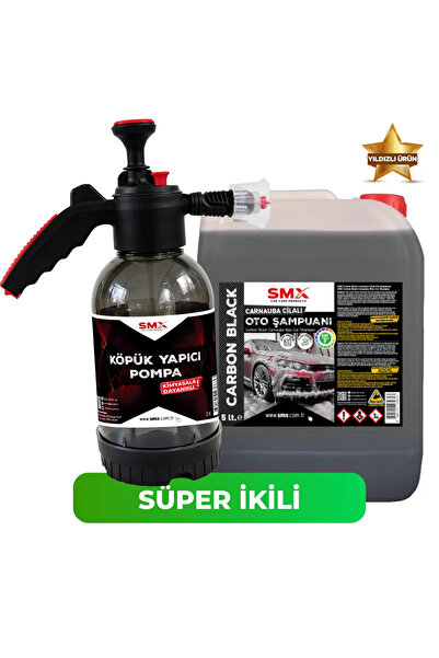 SMX Carbon Black Carnauba Cilalı Siyah Oto Şampuanı - Basınçlı Püskürtme Pompası
