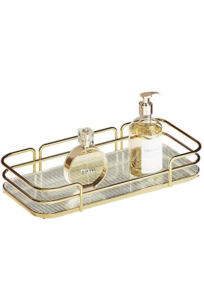 PUFO Metal shelf for bathroom and kitchen- Organizer holder for countertop or wall, 31 x 14 cm