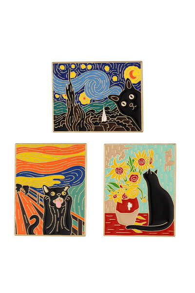 Choice دبوس TZ955 من فن فان جوخ التجريدي المصنوع من المينا الصلب، سماء مرصعة ...