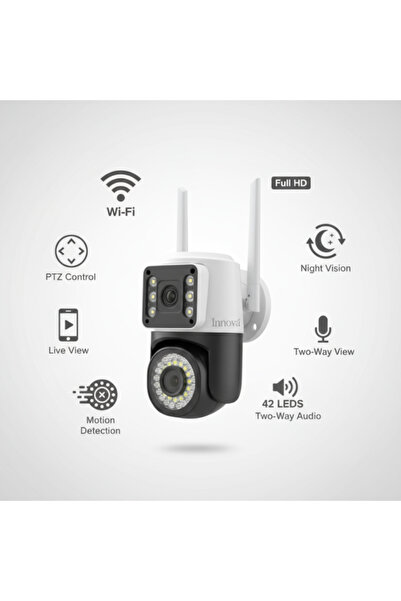 Innova Set of 2 x VISION SMART 6MP Dual Video Camera, 42 LEDs, 360° View, Wifi +2 32gb cards Gift