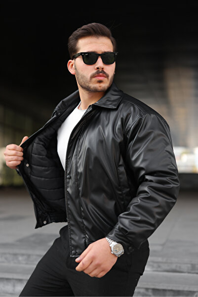 BASEL.CO Unisex Oversized Leather Padded Jacket/Mantle