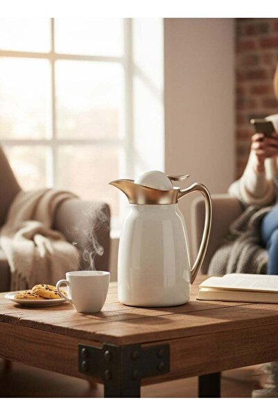 Trust Stainless Steel Tea/Coffee Flask 0.6 Liter White/Gold