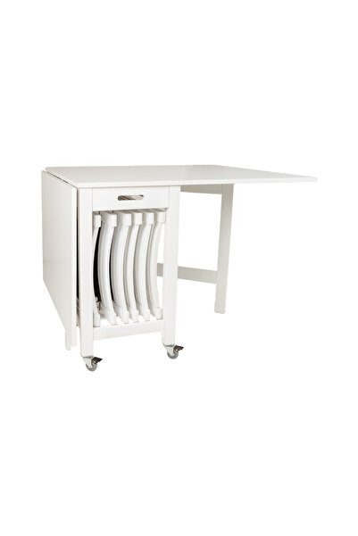 wline FOLDING TABLE WITH 6 WHITE CHAIRS