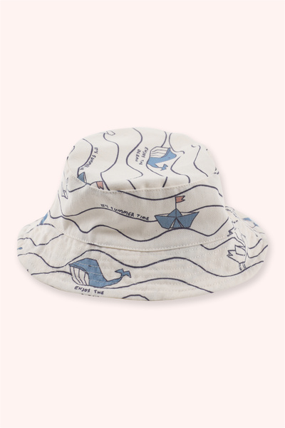 Panço Erkek Çocuk Desenli Kumaş Beyaz Şapka