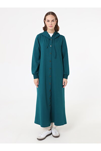 Benin Αθλητικό καπέλο/παλτό με λεπτομέρεια με κουκούλα - Σκούρο Σμαραγδί -