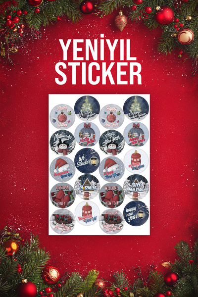 colortouch Yeni yıl Temalı Sticker , Hediye Paketi Etiket Toplam 20 adet 20 Farklı Çeşit