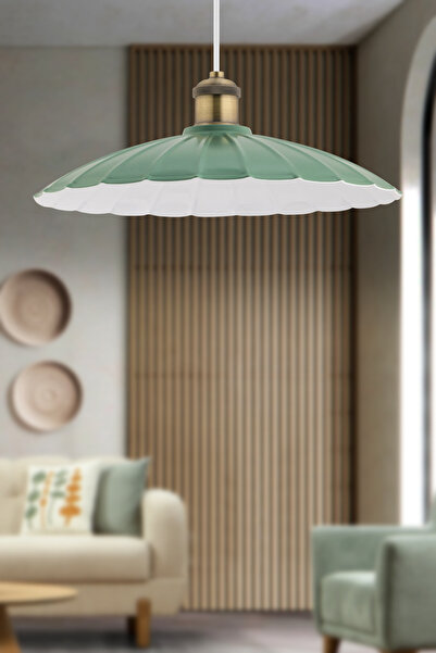 İstanbul Avize Bahar Tekli Mint Yeşili Metal Eskitme Başlıklı Sarkıt Sıvama A...