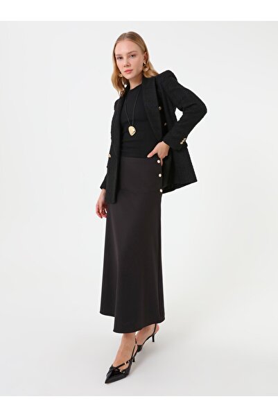 Refka Φούστα με λεπτομέρεια με κουμπιά στο πλάι - Μαύρη -