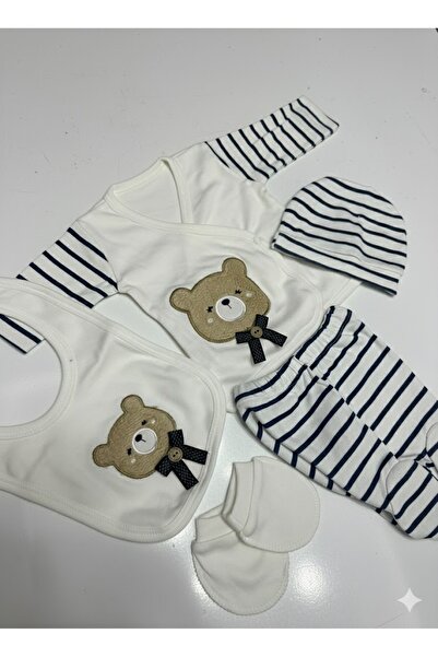 balbeybi 5 Piece Baby Hospital Discharge Set with Teddy Bear |   100% Cotton ...