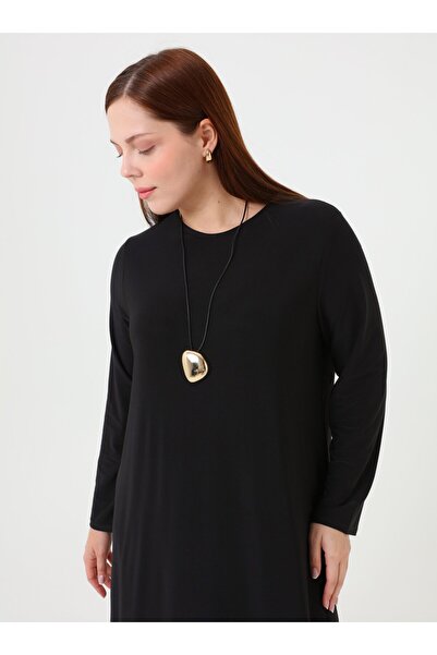 ALİA Plus Size Basic Dress - Black -