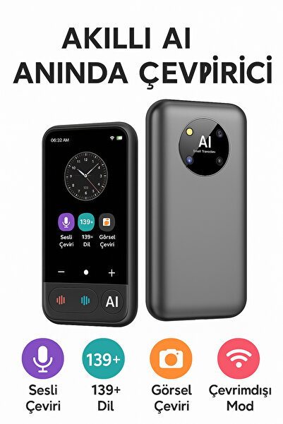 qasul Akıllı AI Anında Dil Çeviri Cihazı 139+ Dil Sesli & Görsel Çeviri Çevrimdışı Mod Anlık Çeviri Cihazı