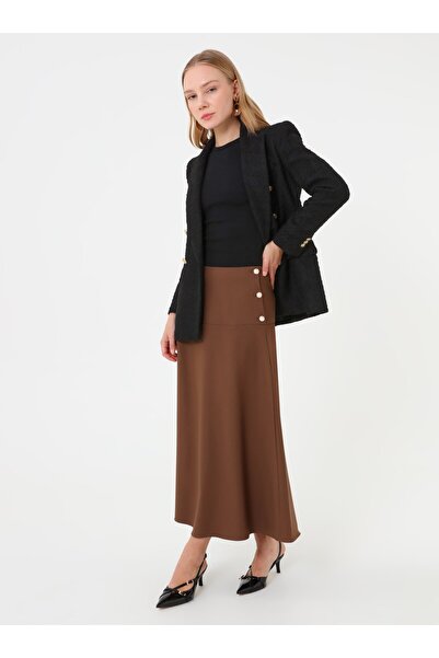 Refka Φούστα με λεπτομέρεια με κουμπιά στο πλάι - Πικρό καφέ -