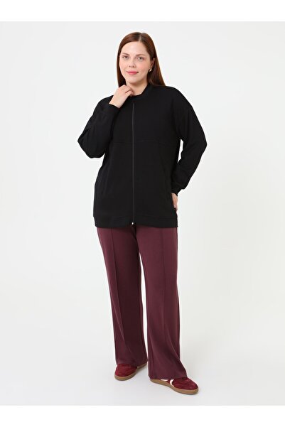 ALİA Zippered Oversized Sweatshirt - Black -