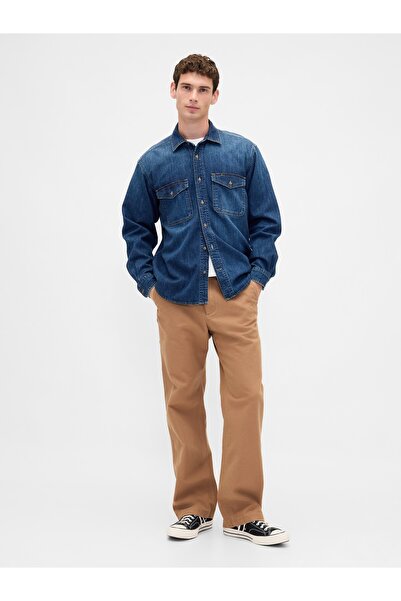 GAP Erkek Kahverengi Canvas '90s Loose Pantolon