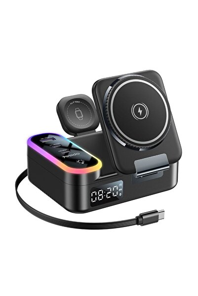 Yesido 8 in 1 Charging Station 65W Wireless Charger RGB Clock PD 30W QC 18W Fast Charge Hub for Phone