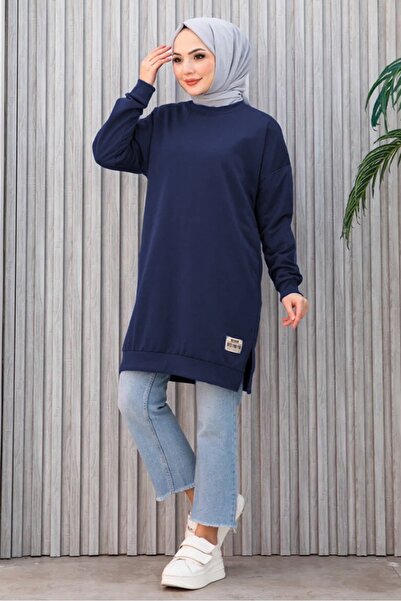 Bestenur Coat of Arms Slit Detail Tunic 1657 - Navy Blue