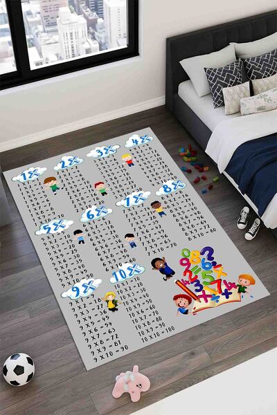 Kessy Home Studio Sevimli Çocuklar Çarpım Tablosu Temalı Çocuk Oda Halısı Yık...