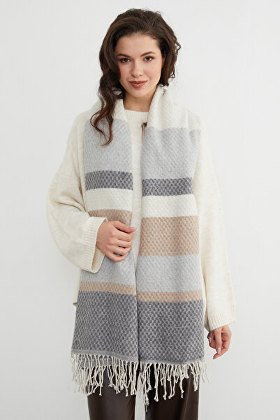 Fulla Moda Color Block Honeycomb Patterned Shawl