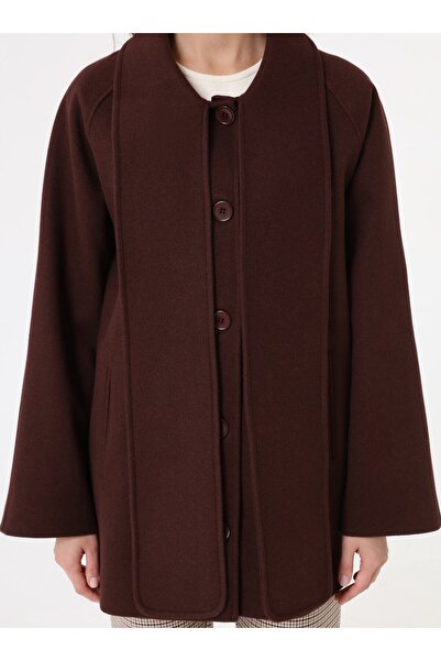 Refka Palton cu detaliu de eșarfă - Roșu Claret -
