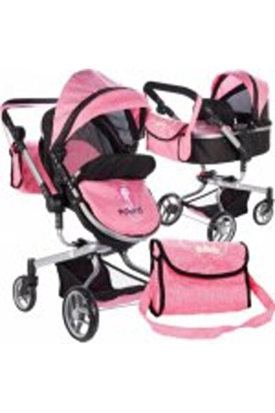 MalPlay 2-in-1 Folding Doll Stroller, Adjustable Backrest & Canopy, Metal Frame, EVA Wheels (Princes