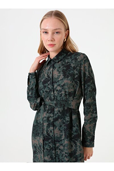 Refka Patterned Tunic with Tie - Green -