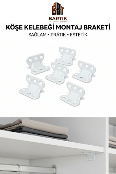 BARTIK 5'li Köşe Kelebeği Raf Sabitleme Braketi |Köşe Birleştirici Montaj Kel...