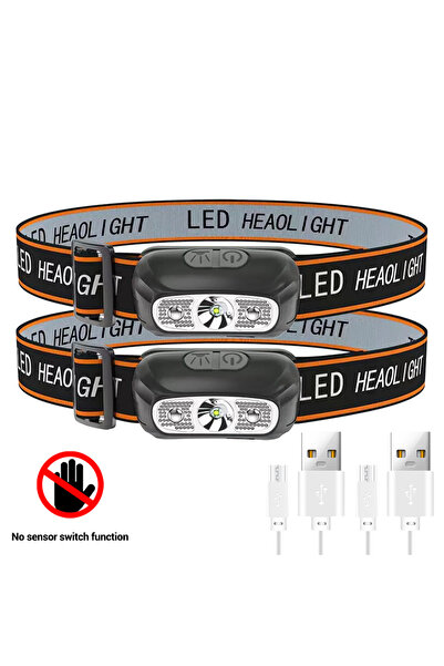 Choice1 2PCS Mini LED Headlamp Built-in Battery USB Rechargeable Head Torch Outdoor Camping Fishing Head Fla