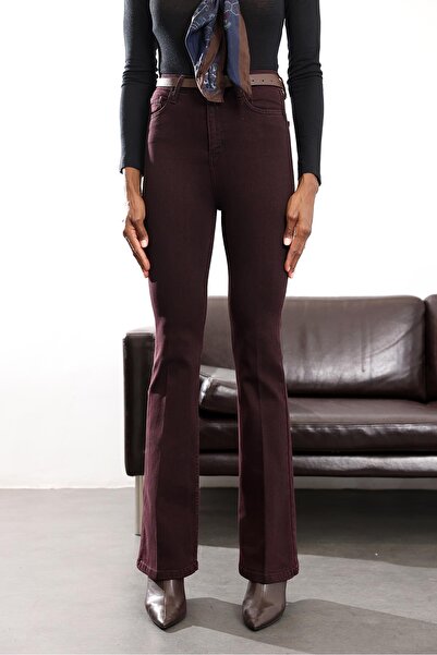 5in1Canpolat Plum Full Lycra Stretch Flare Jeans 7578
