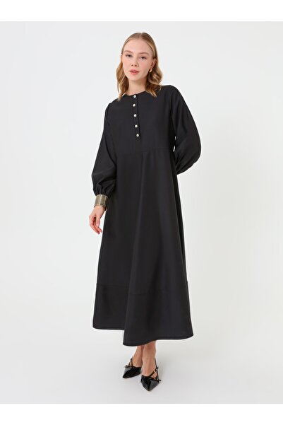 Refka Φόρεμα Τσόρνια με υφασμάτινη λεπτομέρεια από ποπλίνα - Μαύρο -