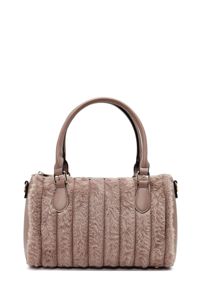 Derimod Women's Mink Long Strap Plush Shoulder Bag with Accessories 25Wbd2673Ph