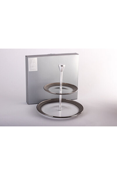 Dimlaj Cordoba Glass 2 Tiered Tray GP/1-Platinum