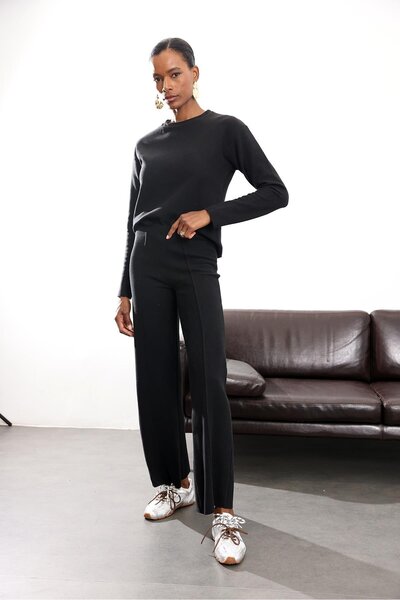 5in1Canpolat Black Crew Neck Suit 251002