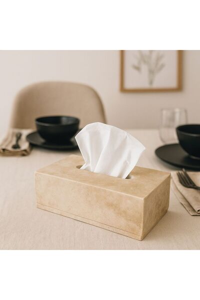 Modestmar Natural Travertine Napkin Holder - Travertine Tissue Box