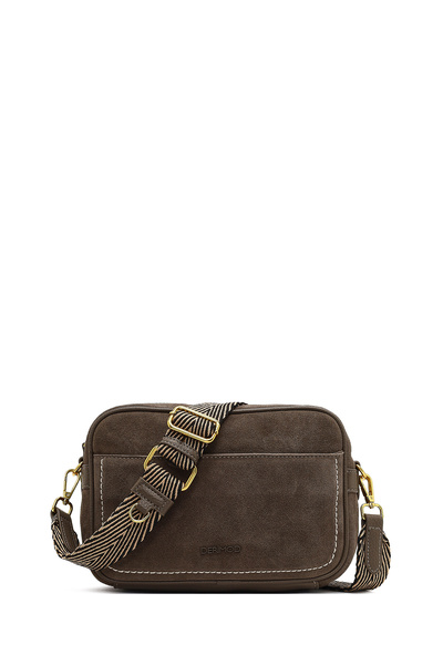 Derimod Women's Mink Long Strap Suede Leather Crossbody Bag 25Wbd252510