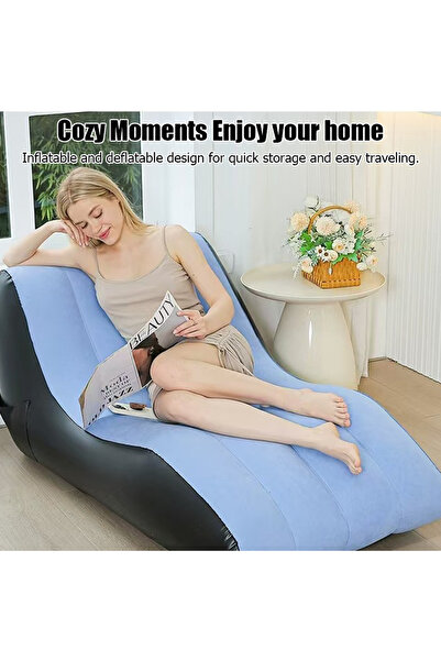 Generic Inflatable S-shaped Portable Air Sofa - Single-Person Camping Recliner